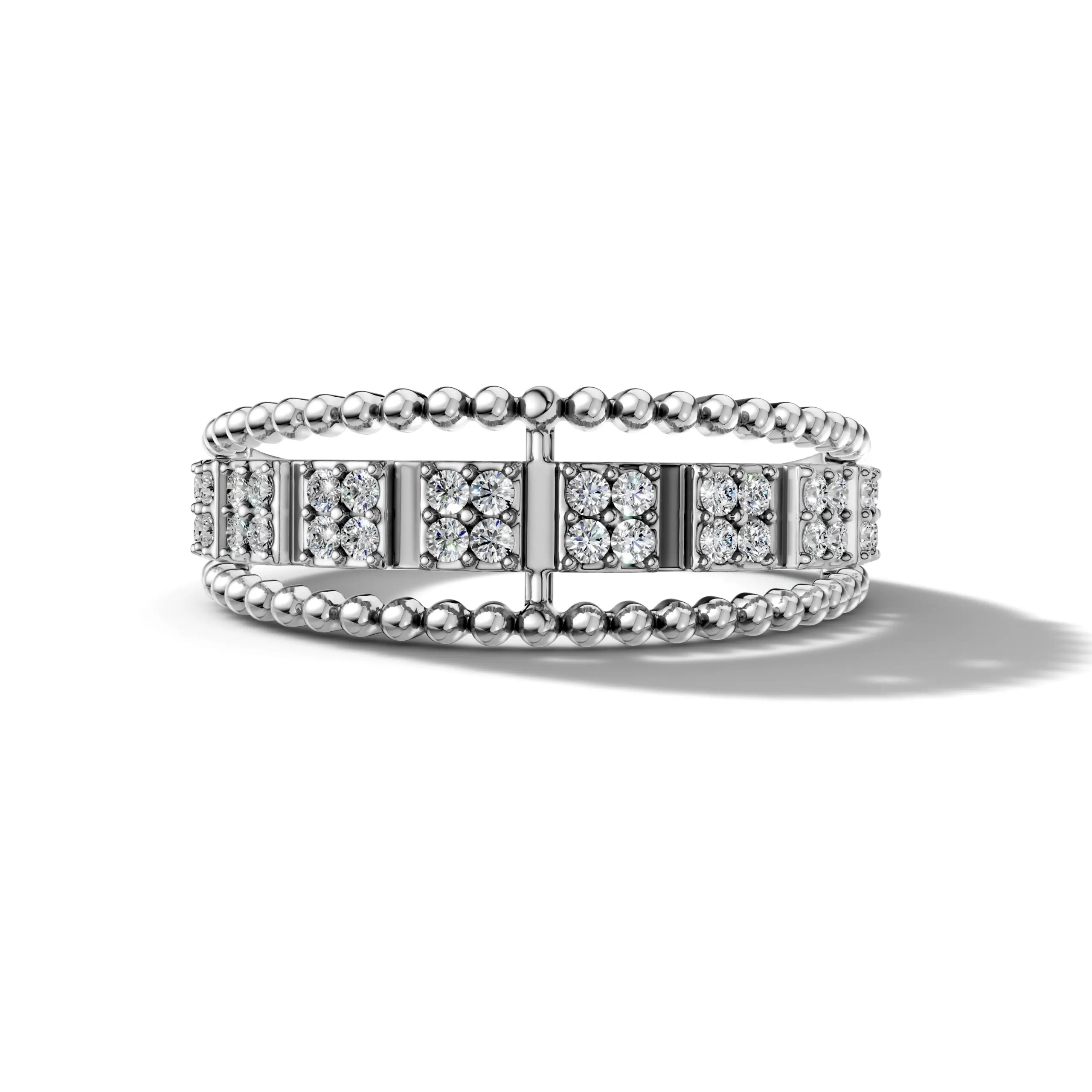 14K White Gold and Natural Diamonds Bubble Ring