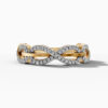 14K Yellow Gold Round-Cut Natural Diamonds Infinity Link Ring