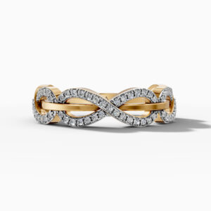 14K Yellow Gold Round-Cut Natural Diamonds Infinity Link Ring