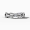 14K White Gold Round-Cut Natural Diamonds Infinity Link Ring