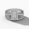 14K White Gold and Natural Diamonds Rectangular Pavé Statement Ring