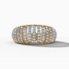 14K Yellow Gold Pavé Natural Diamonds Ribbed Dome Ring