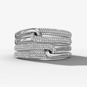 14K White Gold Pavé Natural Diamonds Statement Ring