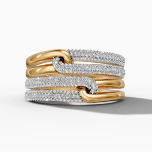 14K Yellow Gold Pavé Natural Diamonds Statement Ring