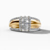 14K Yellow Gold Baguette & Round-Cut Natural Diamonds Bold Statement Ring