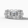 14K White Gold Natural Diamonds Chain-Link Baguette Statement Ring