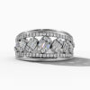 14K White Gold Natural Diamonds Baguette and Round-Cut Statement Ring