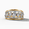14K Yellow Gold Natural Diamonds Baguette and Round-Cut Statement Ring