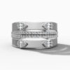 14K White Gold Natural Diamonds Baguette and Pavé Modern Statement Ring