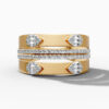 14K Yellow Gold Natural Diamonds Baguette and Pavé Modern Statement Ring