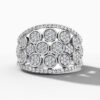 14K White Gold Natural Diamonds Multi-Circle Pavé Statement Ring