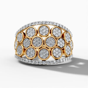 14K Yellow Gold Natural Diamonds Multi-Circle Pavé Statement Ring