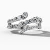 14K White Gold Natural Diamonds Multi-Row Twisted Leaf Ring