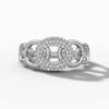 14K White Gold Natural Diamonds Oval Chain Link Ring