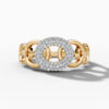 14K Yellow Gold Natural Diamonds Oval Chain Link Ring