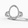 14K White Gold Natural Diamonds Open Oval Chain Ring