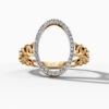 14K Yellow Gold Natural Diamonds Open Oval Chain Ring