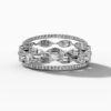 14K White Gold Baguette & Round Natural Diamonds Ring