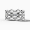 14K White Gold Natural Diamonds Link Statement Ring