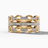 14K Yellow Gold Natural Diamonds Link Statement Ring