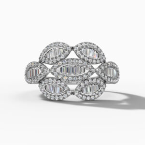 14K White Gold Natural Diamonds Marquise Cluster Ring