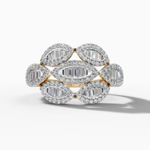 14K Yellow Gold Natural Diamonds Marquise Cluster Ring