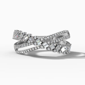 14K White Gold Natural Diamonds Twisted Wrap Ring