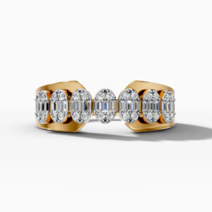 14K Yellow Gold Natural Diamonds Sculptural Statement Ring