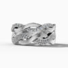 14K White Gold Natural Diamonds Intertwined Wave Ring