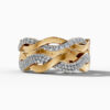 14K Yellow Gold Natural Diamonds Intertwined Wave Ring