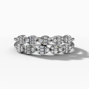 14K White Gold Natural Diamonds Double Row Pear-Shape Ring