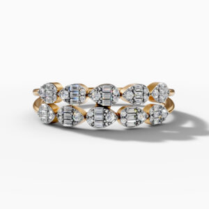 14K Yellow Gold Natural Diamonds Double Row Pear-Shape Ring