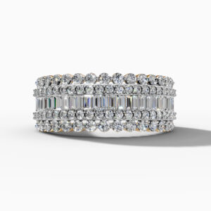 14K Yellow Gold Baguette & Round-Cut Natural Diamonds Ring