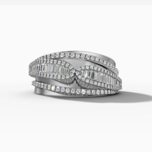 14K White Gold Natural Diamonds Statement Ring