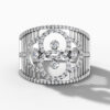 14K White Gold Natural Diamonds Interlocking Circles Statement Ring