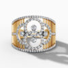 14K Yellow Gold Natural Diamonds Interlocking Circles Statement Ring