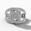 14K White Gold Natural Diamonds Geometric Pavé Statement Ring