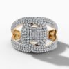 14K Yellow Gold Natural Diamonds Geometric Pavé Statement Ring