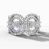 14K White Gold Baguette & Round-Cut Natural Diamonds Double Loop Statement Ring