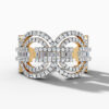 14K Yellow Gold Baguette & Round-Cut Natural Diamonds Double Loop Statement Ring