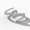 14K White Gold Baguette & Round Natural Diamonds Open Wrap Ring