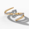 14K Yellow Gold Baguette & Round Natural Diamonds Open Wrap Ring