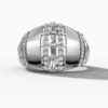 14K White Gold Natural Diamonds Baguette Bold Statement Ring