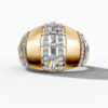 14K Yellow Gold Natural Diamonds Baguette Bold Statement Ring