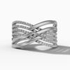 14K White Gold Natural Diamonds Criss-Cross Statement Ring