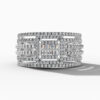 14K White Gold Baguette & Round-Cut Natural Diamonds Bubble Statement Ring