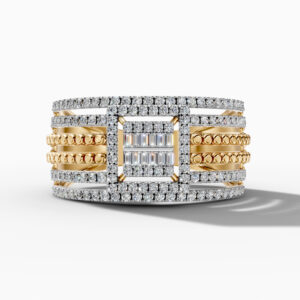 14K Yellow Gold Baguette & Round-Cut Natural Diamonds Bubble Statement Ring
