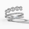 14K White Gold Round-Cut Natural Diamonds Wrap Statement Ring