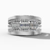 14K White Gold Natural Diamonds Baguette and Round-Cut Statement Ring
