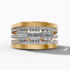 14K Yellow Gold Natural Diamonds Baguette and Round-Cut Statement Ring